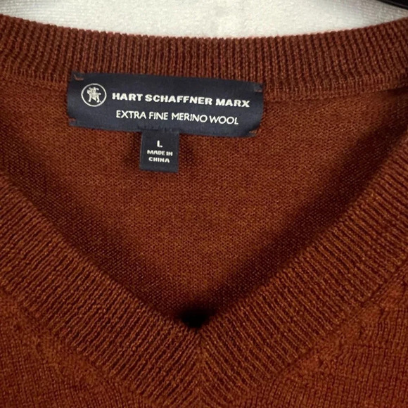 Hart Schaffner Marx Men V- Neck Long Sleeve Sweater Size L - Picture 3 of 6